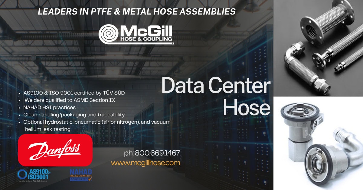 data center hose and fittings including Danfoss FD83 and metal hose assemblies are available from McGill Hose & Coupling.