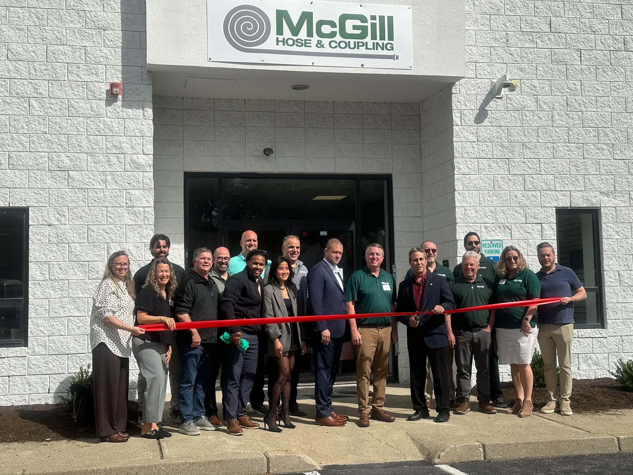 photo of the grand opening ribbon cutting of McGill Hose & Coupling's newest location in Warwick Rhode Island